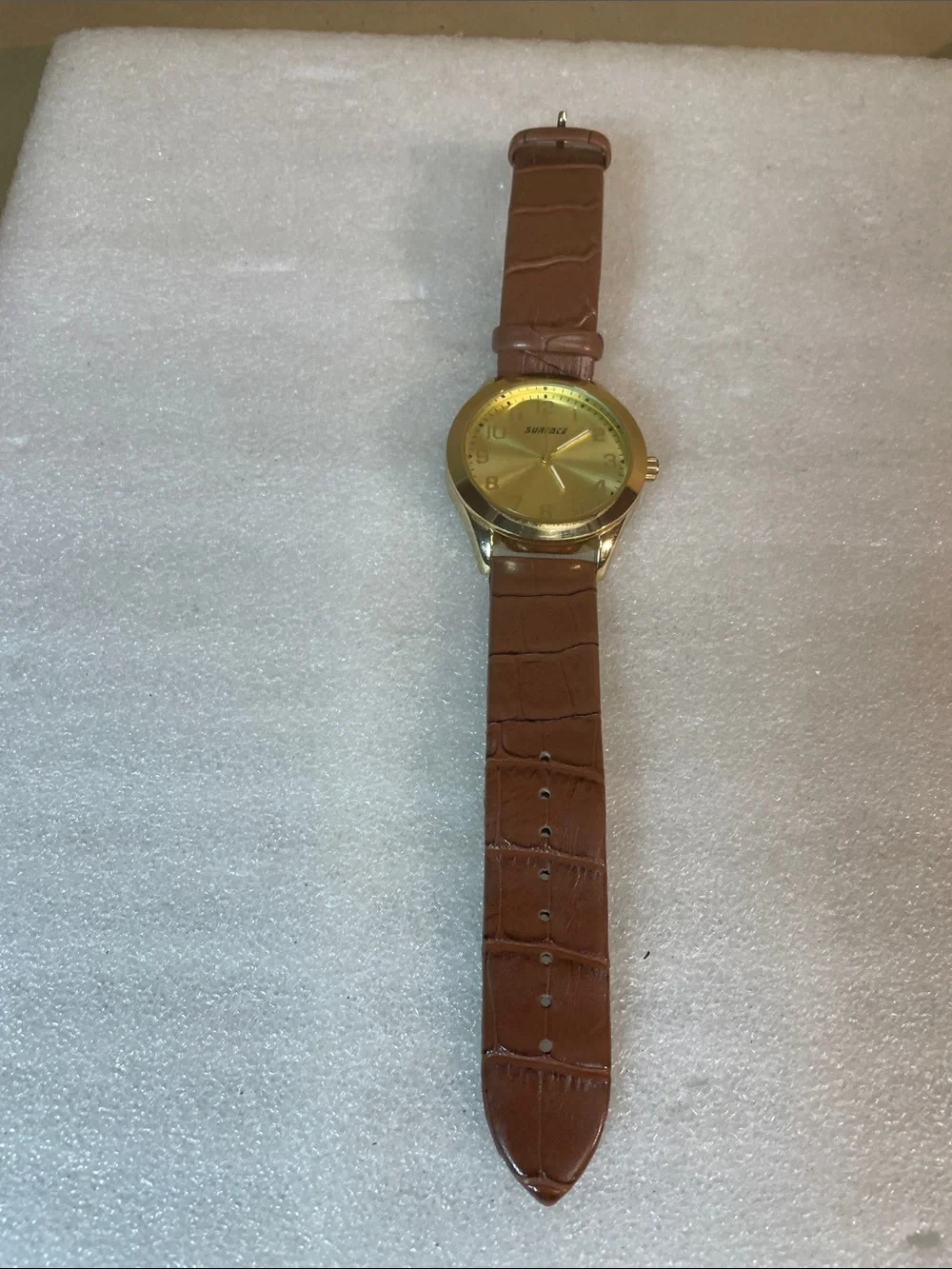 Men’s Gold Dial Brown Leather Strap Watch
